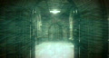 Very old arched church doorway with smokey ghostly effects. HD 1080i
