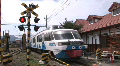 Tourism train for Mount Fuji arrives at Fujikyu Station. Japan. Video