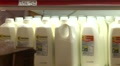 food, milk jugs in the dairy section
