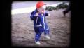Cute blonde babies first steps