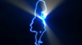 ser-8 - neon outlined gogo dancer silhouette in blue with light rays Video