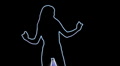 ser-28 - neon outlined gogo dancer silhouette in blue with light rays Video
