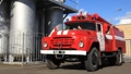 Red firetruck in fire department Video