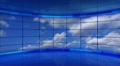 clouds on screens in blue virtual studio loop