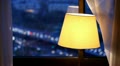 Lamp and curtain at the night road background
