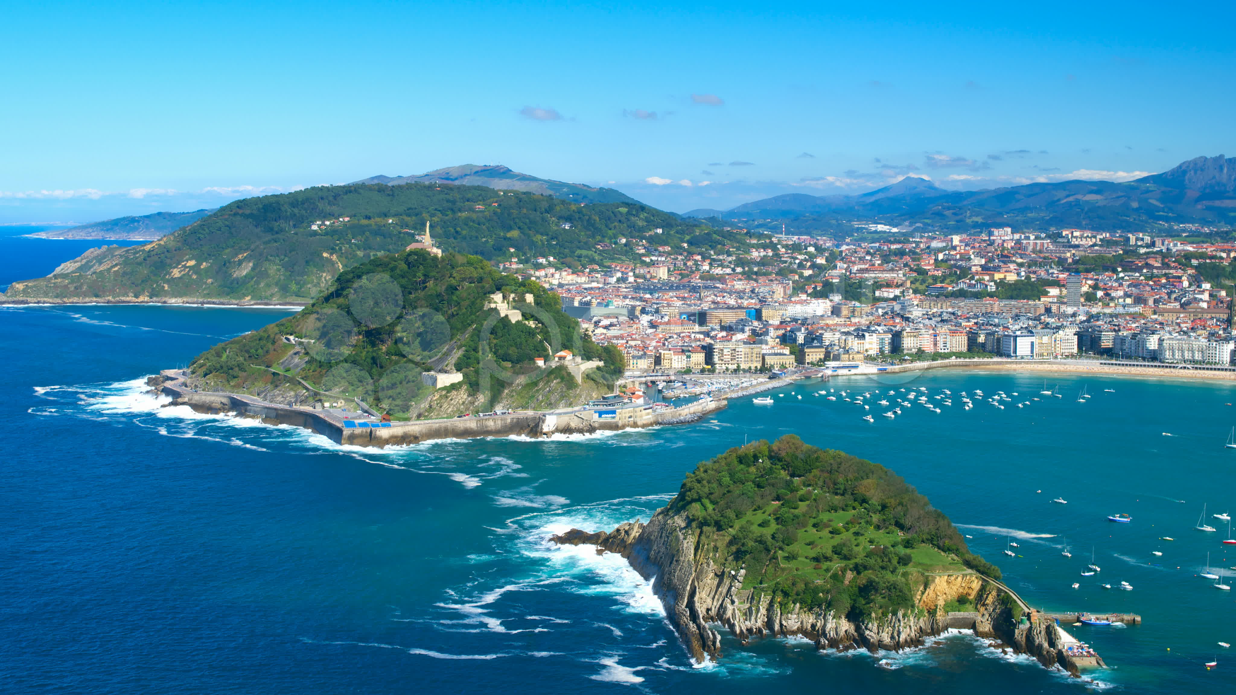 The "concha" Gulf And San Sebastian City, Basque, Spain ...