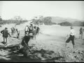 Farmers working the land with plough horses