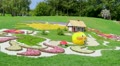 Kiev, Ukraine, August 26. Sculptures made of flowers. Video