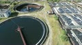 Huge circular sedimentation tank. Video