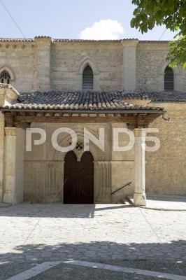Stock photo of church of san miguel, romanesque transition, thirteenth century.