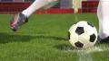 close up slow motion soccer shot