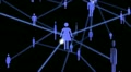 A 3D network of people passing messages to each other.