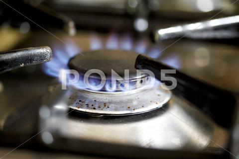 Stock photo of burning gas ring