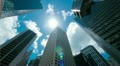 Skyscrapers over blue sky, timelapse