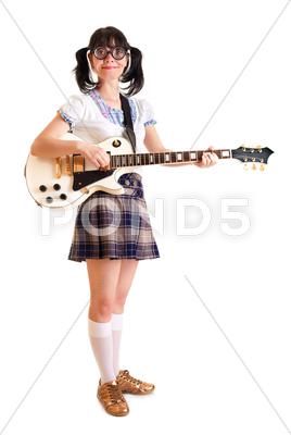 Stock photo of girl with a guitar
