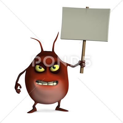 Stock Illustration of 3d cartoon red freak