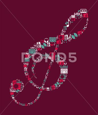 Stock Illustration of dj music icons treble clef