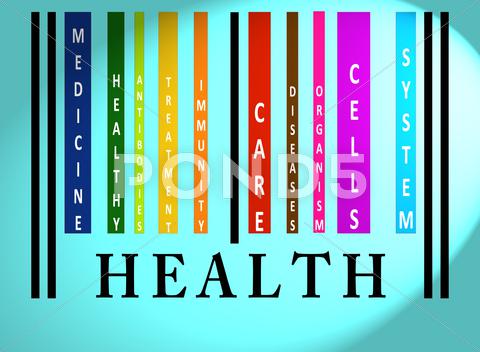 Stock Illustration of health word on colored barcode
