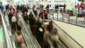 Escalator in shopping center. Timelapse.