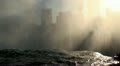 View of Canadian side of the border through the Niagara falls mist.