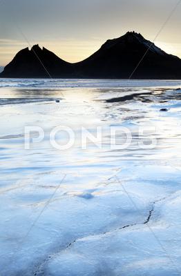 Stock photo of frozen coast in iceland