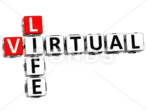Stock Illustration of 3d virtual life crossword cube words
