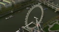 Aerial view of the London eye and the River Thames