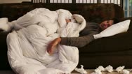 Stock Video Footage of Sick man on couch coughing