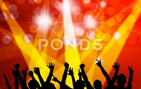 Stock Illustration of silhouettes of dancing people in concert