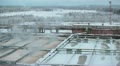 Water sewage treatment plant covered with snow in winter Video
