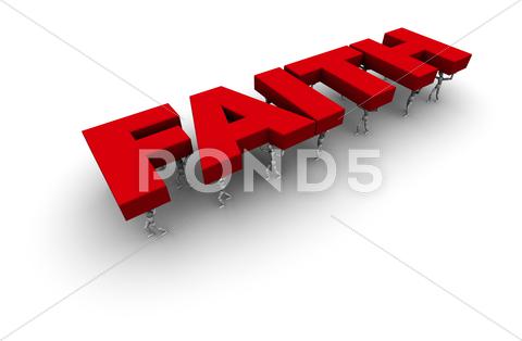 Stock Illustration of Team Of People Carrying 'Faith'