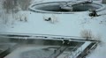 Zoom out from aeration tanks of industrial treatment plant Video