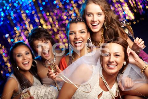 Group Shot Of Young Women Celebrating Their FriendS Forthcoming Marriage, Hen P