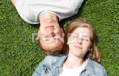 Stock Illustration of happy girl and boy