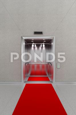 Stock Illustration of ascensor se abren con la alfombra roja