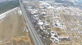 Flight over the highway and fields. Video