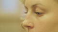 woman half-face with her blue eyes - macro Video