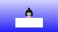 cartoon japanese woman with a blank signboard. Blue Video