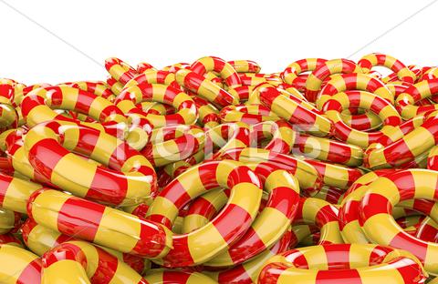Stock Illustration of Kids inflatable rings pile