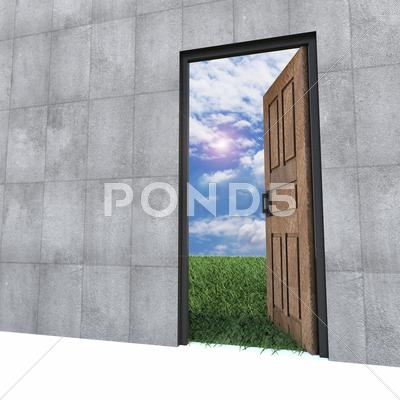Stock Illustration of vieja puerta a nuevo mundo.