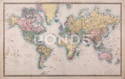 Old World Map On Mercators Projection