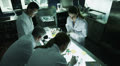 Experienced doctor working in the lab with young medical research students