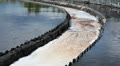 Foam at the overflow water into sedimentation tanks Video