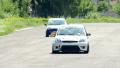 Sport racing cars approach turn roaring motors at day time race Video