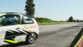 Close pursuit on race track, two cars in competition pass with roaring motors Video