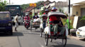 Road traffic at the small town of Java island, Indonesia