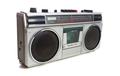 retro style silver boom box