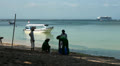 Beach cleaners, boats and cruise ship Video