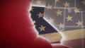USA map, California pull out, all states available. Red background