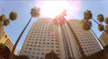 Low Angle Driving By High Rise Condo Buildings- Long Beach CA